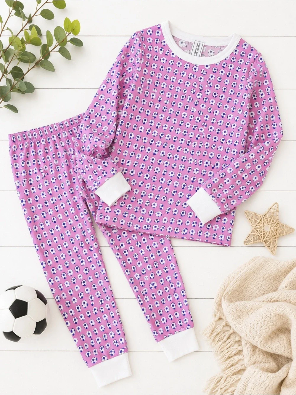 Lila + Hayes Ava Soccer Pajama Set Pink Girls 3T NWT Pima Cotton